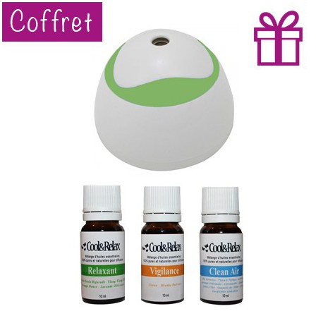 Coffret diffuseur vert + huiles essentielles à diffuser